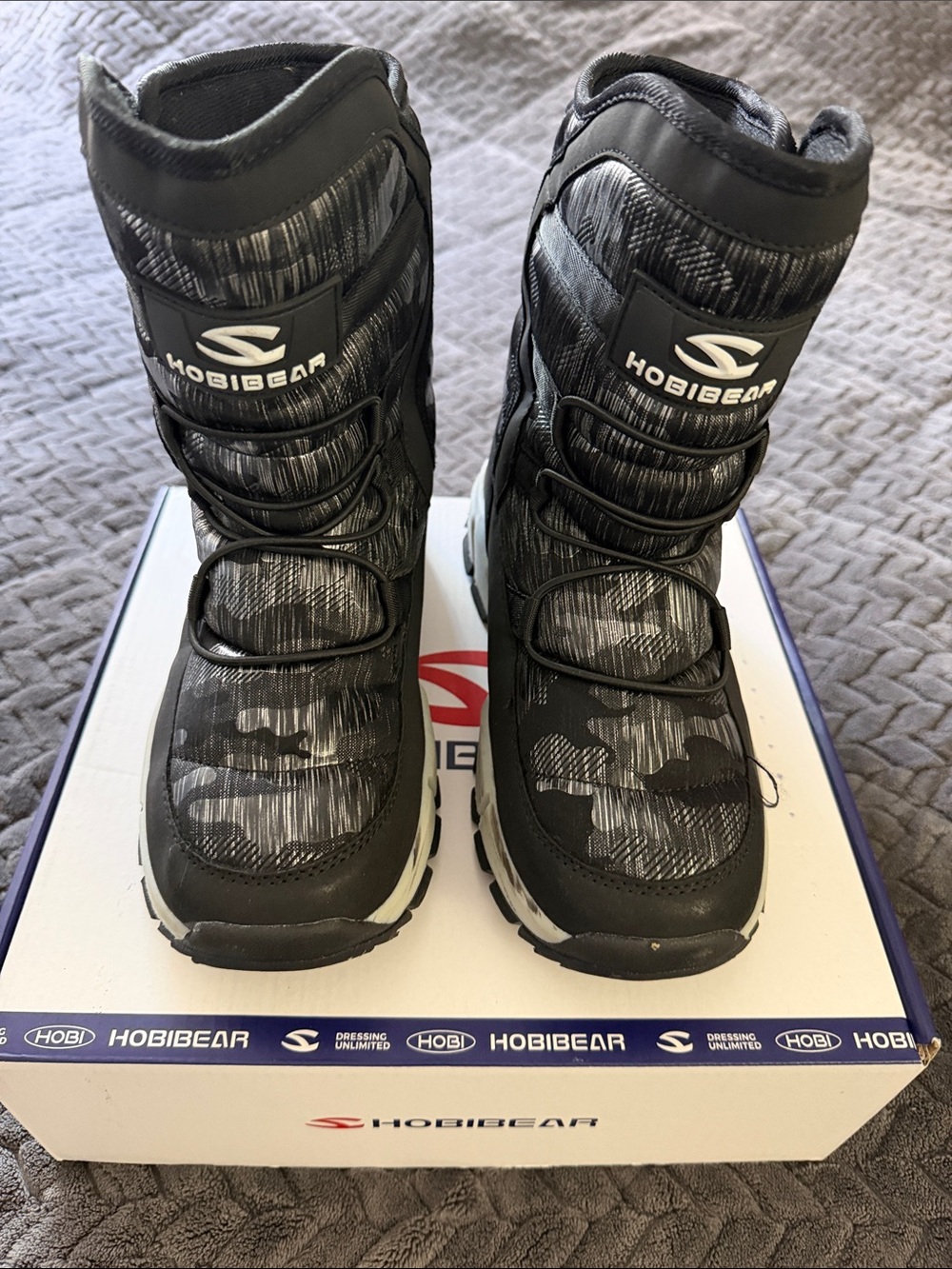Hobibear Black Camo Winter Boots Big Boys Size 5.5